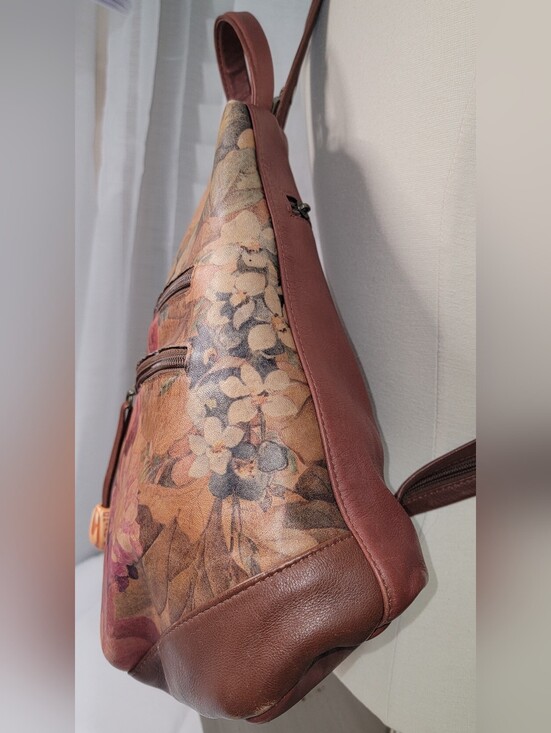 CHIARINI Floral Print Wedge Backpack Sling Bag - Brown Floral main image 5